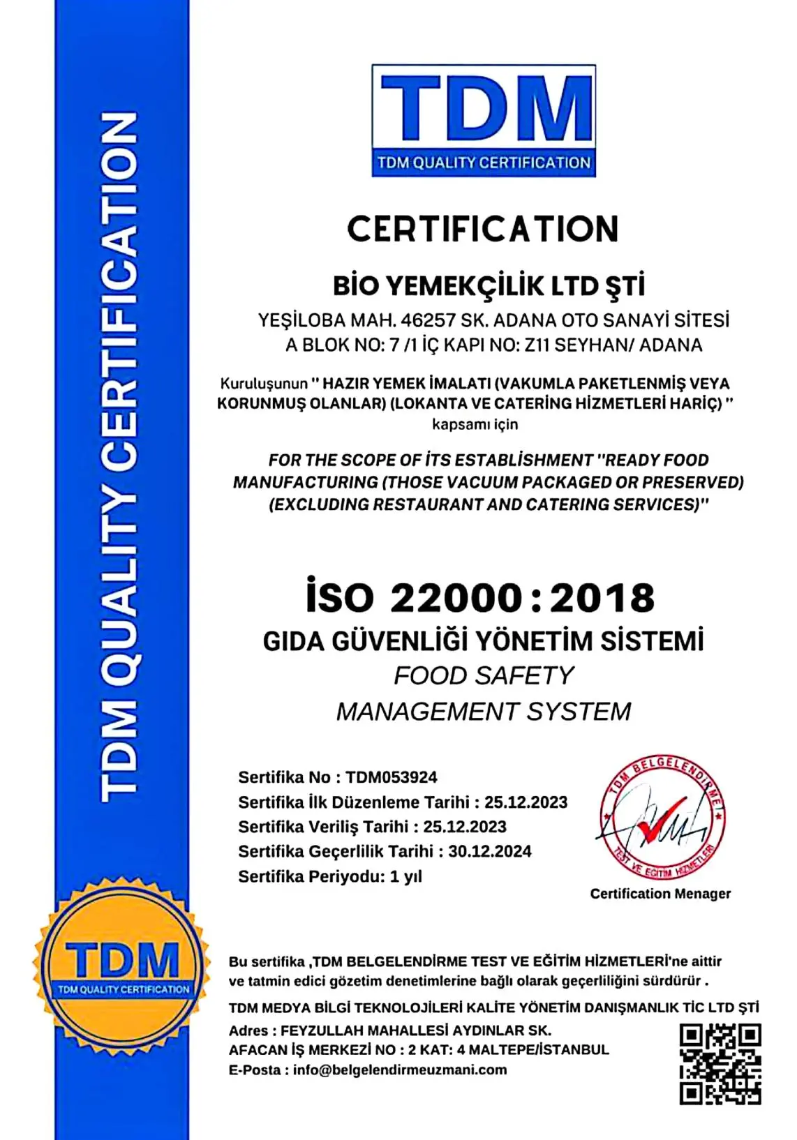 GIDA GÜVENLİĞİ YÖNETİM SİSTEMİ