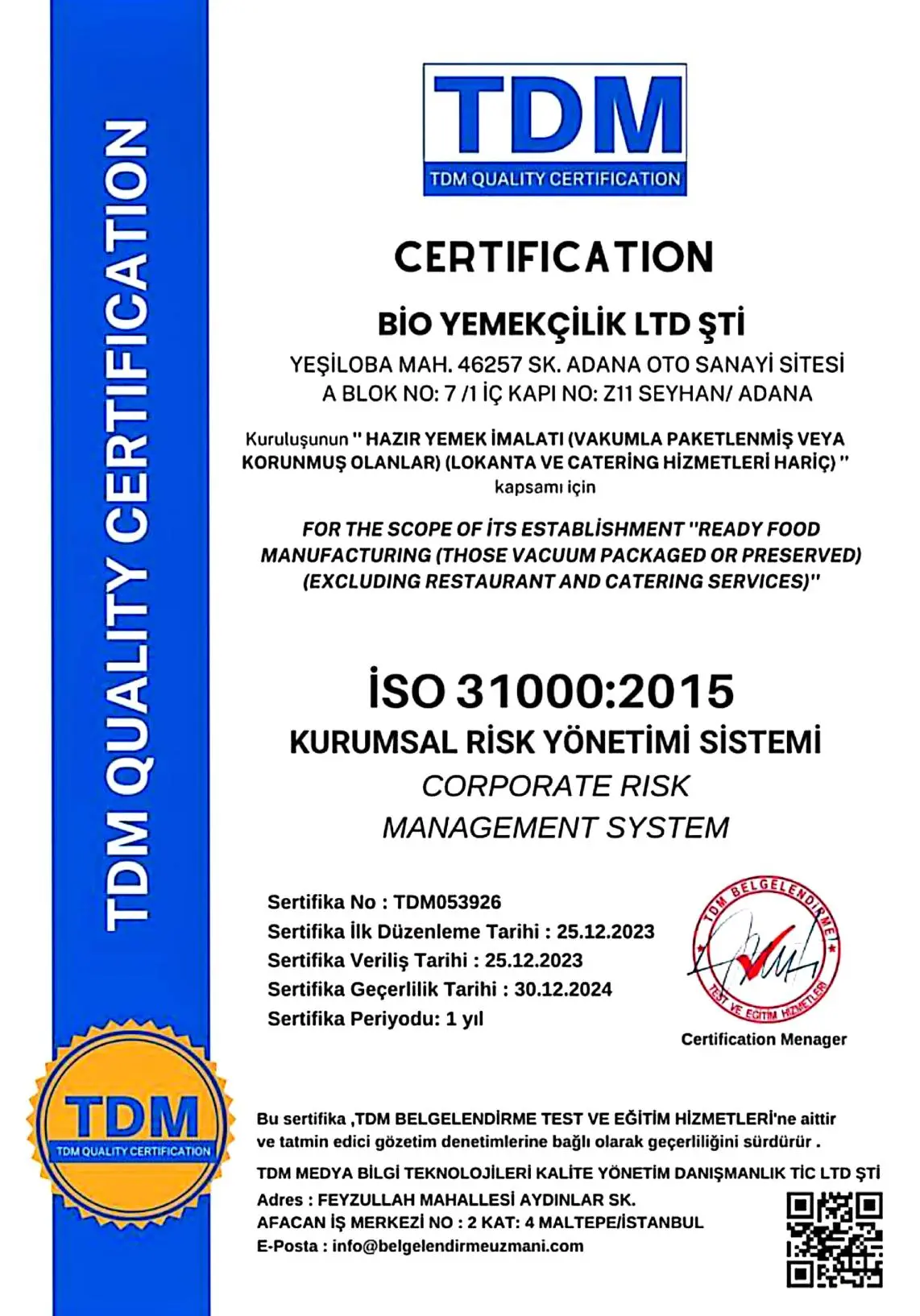 KURUMSAL RİSK YÖNETİMİ SİSTEMİ